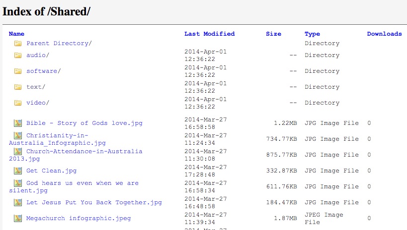 BibleBox screenshot file listing